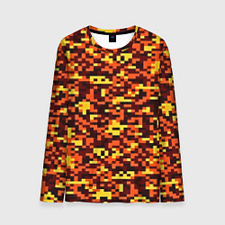 Лонгслив мужской Камуфляж пиксельный: оранжевый/желтый, цвет: 3D-принт