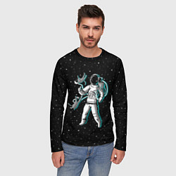Лонгслив мужской Космонавт с котами, цвет: 3D-принт — фото 2