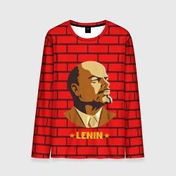 Лонгслив мужской Ленин: красная стена, цвет: 3D-принт