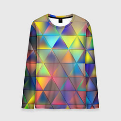 Лонгслив мужской Разноцветные треугольники, цвет: 3D-принт