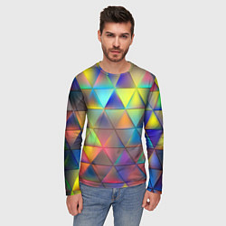 Лонгслив мужской Разноцветные треугольники, цвет: 3D-принт — фото 2