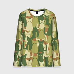 Мужской лонгслив Камуфляж- зелёные кошки