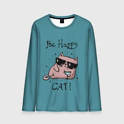 Лонгслив мужской Be Happy Cat, цвет: 3D-принт