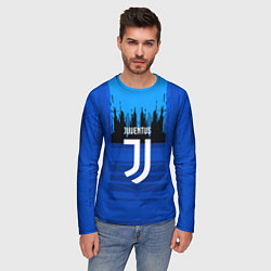 Лонгслив мужской FC Juventus: Blue Abstract, цвет: 3D-принт — фото 2