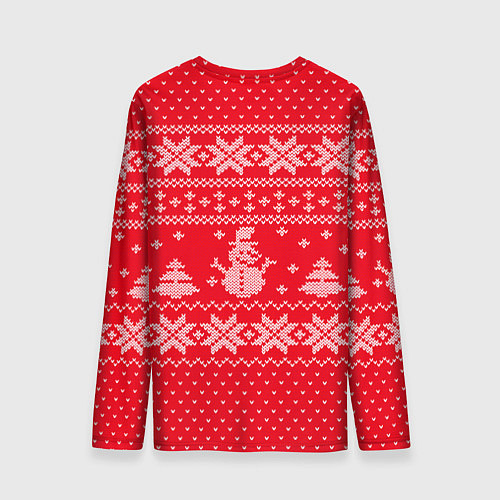 Мужской лонгслив Новогодний Егор ugly sweater со снеговиками / 3D-принт – фото 2