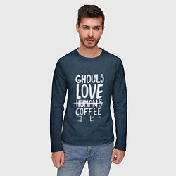 Лонгслив мужской Ghouls Love Coffee, цвет: 3D-принт — фото 2