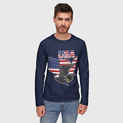 Лонгслив мужской USA - flag and eagle, цвет: 3D-принт — фото 2