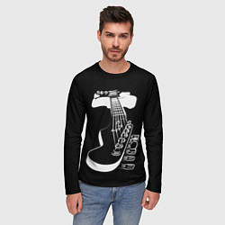 Лонгслив мужской Гитара черно - белая, цвет: 3D-принт — фото 2