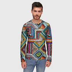 Лонгслив мужской Этнический орнамент вышивка, цвет: 3D-принт — фото 2