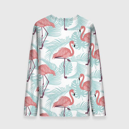 Мужской лонгслив Узор фламинго и тропических растений / 3D-принт – фото 2