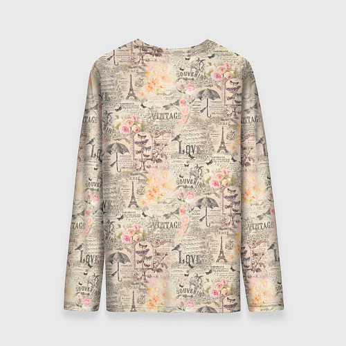 Мужской лонгслив Paris vintage theme / 3D-принт – фото 2