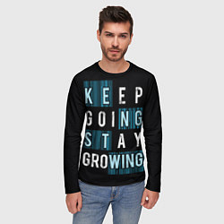 Лонгслив мужской Keep going stay growing, цвет: 3D-принт — фото 2