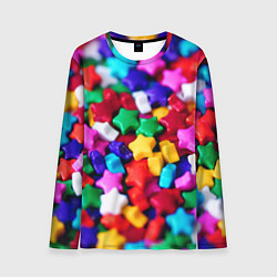 Лонгслив мужской Разноцветные звездочки звезды, цвет: 3D-принт