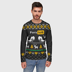 Лонгслив мужской Pornhub свитер с оленями, цвет: 3D-принт — фото 2