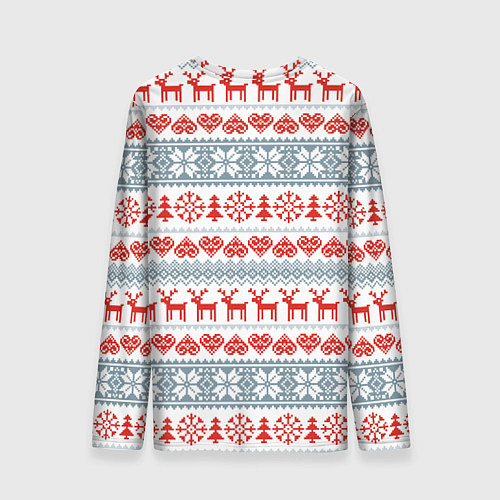 Мужской лонгслив Новогодний пиксельный узор / 3D-принт – фото 2