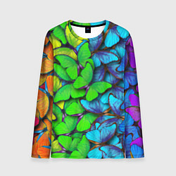 Лонгслив мужской Радужные бабочки, цвет: 3D-принт