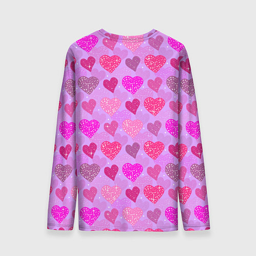 Мужской лонгслив Розовые сердечки / 3D-принт – фото 2