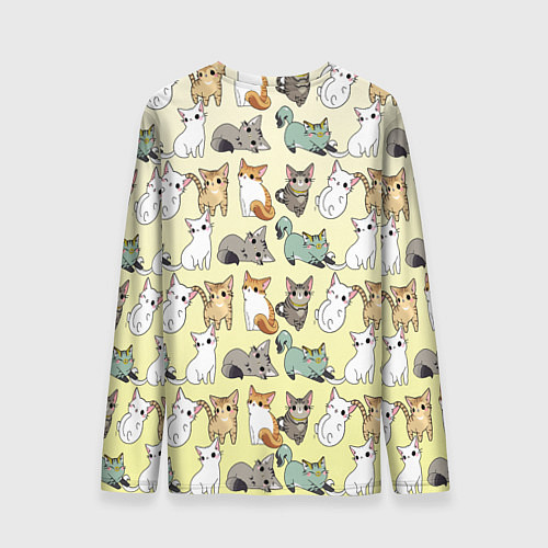 Мужской лонгслив Мультяшные котики на желтом мя / 3D-принт – фото 2
