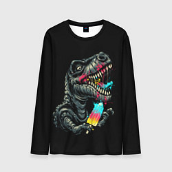 Лонгслив мужской T-REX ЕСТ МОРОЖЕНОЕ, цвет: 3D-принт
