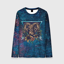 Лонгслив мужской Космос, баран и цветы, цвет: 3D-принт