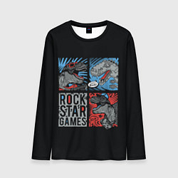 Лонгслив мужской Rock Star Dino Динозавр геймер, цвет: 3D-принт