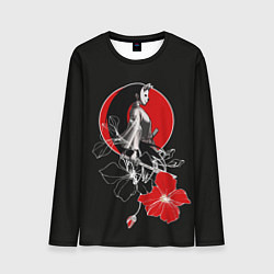 Лонгслив мужской Девушка-кошка-самурай, цвет: 3D-принт