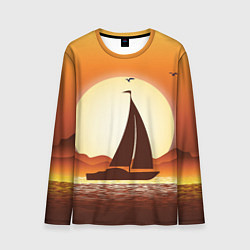 Лонгслив мужской Кораблик на закате, цвет: 3D-принт