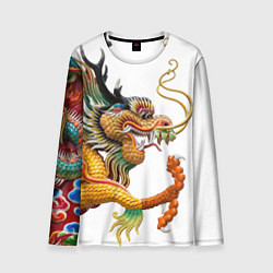 Лонгслив мужской Желтый китайский дракон 3D, цвет: 3D-принт
