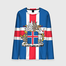 Лонгслив мужской Флаг и Герб Исландии, цвет: 3D-принт