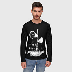 Лонгслив мужской Сиреноголовый ЧБ Siren Head, цвет: 3D-принт — фото 2