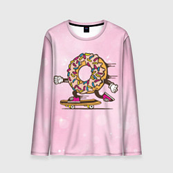 Лонгслив мужской Пончик на скейте, цвет: 3D-принт