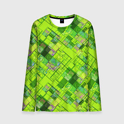 Лонгслив мужской Ярко-зеленый абстрактный узор, цвет: 3D-принт