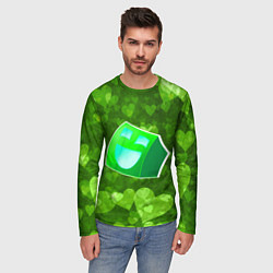 Лонгслив мужской Geometry Dash: Green Love Z, цвет: 3D-принт — фото 2