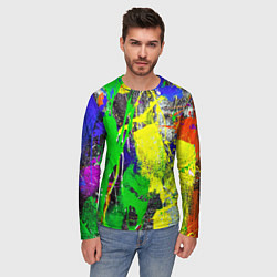 Лонгслив мужской Брызги красок Grunge Paints, цвет: 3D-принт — фото 2