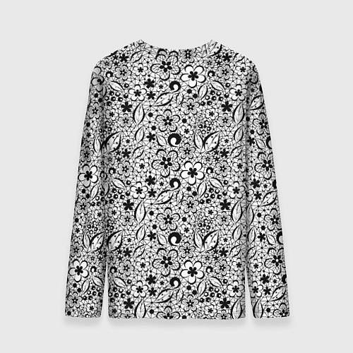 Мужской лонгслив Черное кружево цветочное / 3D-принт – фото 2