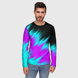 Лонгслив мужской НЕОНОВЫЕ ПОЛОСЫ И НИЧЕГО ЛИШНЕГО NEON STRIPES, цвет: 3D-принт — фото 2