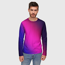 Лонгслив мужской Фиолетово-малиновый градиент, цвет: 3D-принт — фото 2