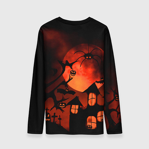 Мужской лонгслив Красная луна на Хэллоуин / 3D-принт – фото 2