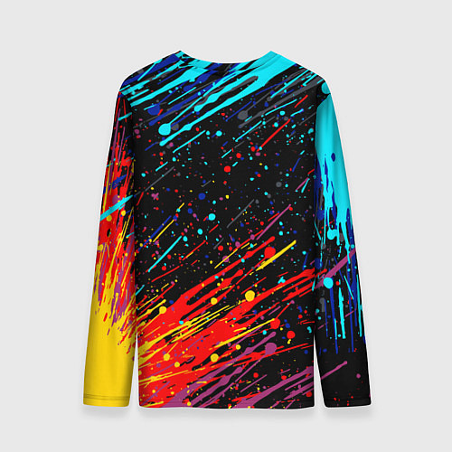 Мужской лонгслив Cyberpunk 2077 Цветные брызги / 3D-принт – фото 2