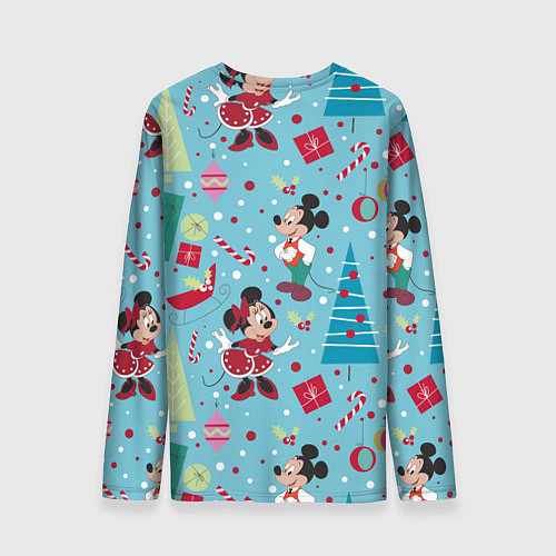 Мужской лонгслив Mickey and Minnie pattern / 3D-принт – фото 2