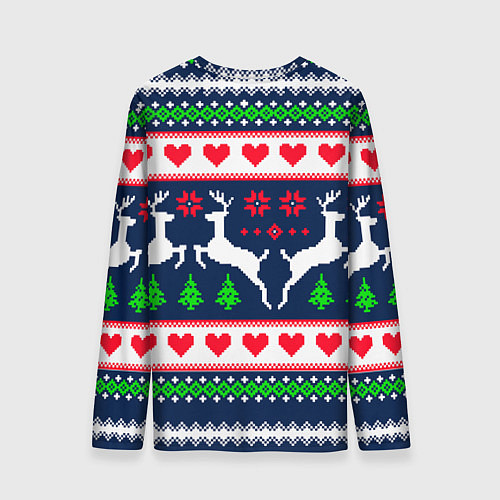 Мужской лонгслив Новогодние олени: узор / 3D-принт – фото 2