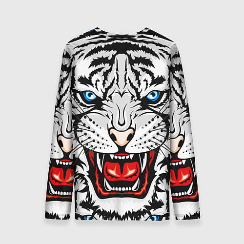 Мужской лонгслив БЕЛЫЙ ТИГР СИМВОЛ НОВОГО ГОДА 2022 WHITE TIGER / 3D-принт – фото 2
