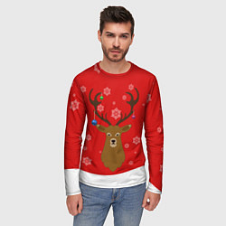 Лонгслив мужской Новогодний олень New Years Deer, цвет: 3D-принт — фото 2