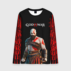 Мужской лонгслив God of War красные разводы