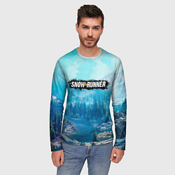 Лонгслив мужской SnowRunner СноуРаннер логотип, цвет: 3D-принт — фото 2