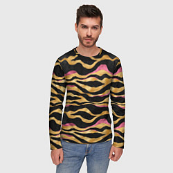 Лонгслив мужской Тигровый окрас Gold Pink, цвет: 3D-принт — фото 2