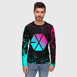 Лонгслив мужской EXO BAND NEON LOGO НЕОНОВЫЕ БРЫЗГИ КРАСОК, цвет: 3D-принт — фото 2