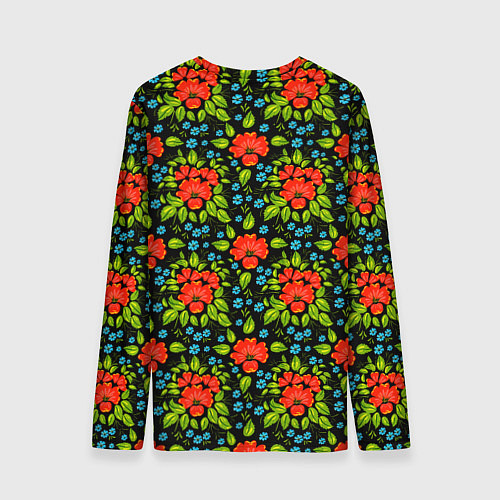 Мужской лонгслив Цветы хохлома / 3D-принт – фото 2