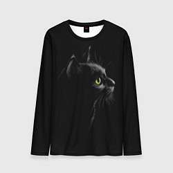 Мужской лонгслив Черный кот на черном фоне