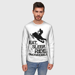 Лонгслив мужской EAT SLEEP RIDE SNOWMOBILE, цвет: 3D-принт — фото 2